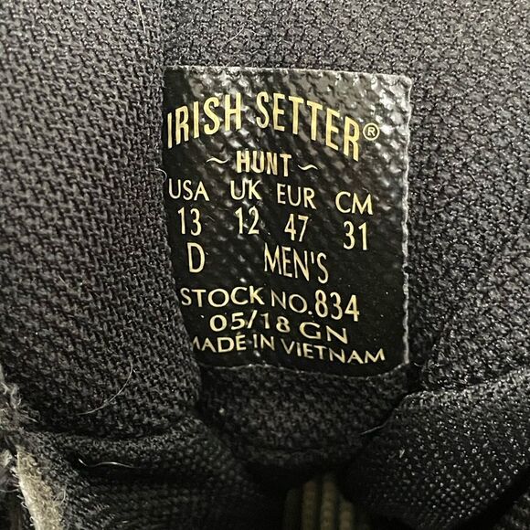 Red Wing Boots- Irish Setter Hunt Stock #834- Ravine Tactical- Black-Mens 13 - Picture 6 of 6